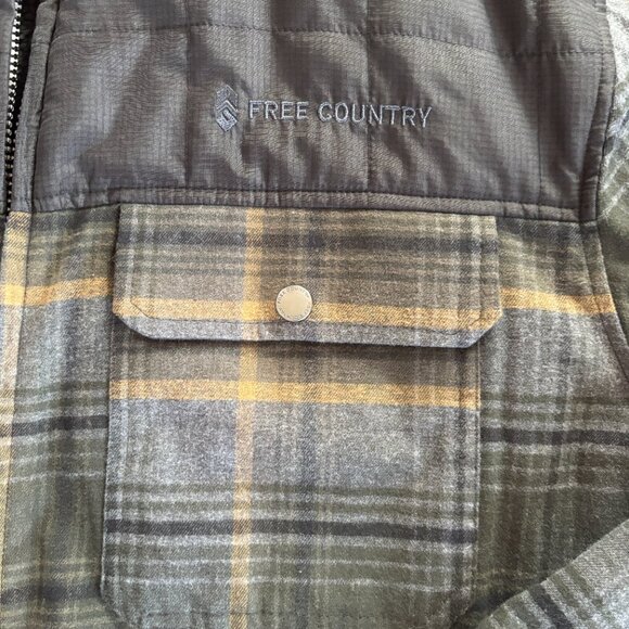 Free Country Flannel Fleece Work Jacket‎ Mens XL Quilted Overlay Duffle Olive - Picture 6 of 11